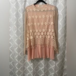 Simply couture, delicate crocheted sweater dress, size MD